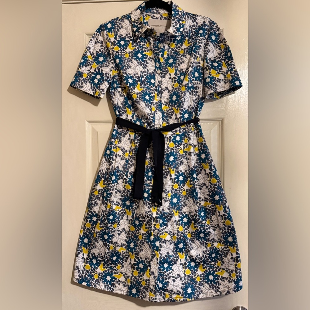 EUC LIKE NEW Carolina Herrera Women's Floral Bow Shirt Dress SZ 4
